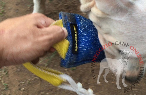 Riporto da mordere in Tela Francese con maniglia per
cane