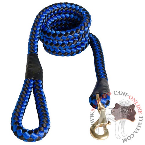 Guinzaglio in corda intrecciata bicolore blu e nero