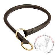 Collare a strozzo in pelle arrotondata per cane medio o grande [C9612]