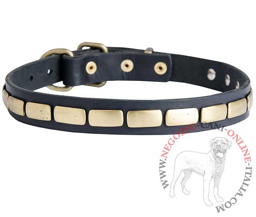 Collare in pelle con piastrine Luxury per Bulldog Americano