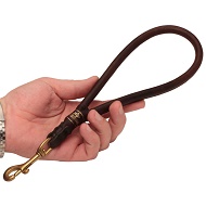 Guinzaglio corto in pelle arrotondata "Showing Restraint", 10 mm