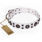 FDT Artisan - Collare in cuoio bianco "White Jewel" per cane