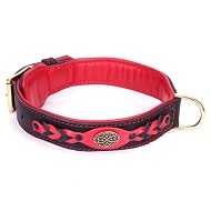 Collare rosso-nero in vera pelle "Heavy Fire" per cane