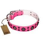 FDT Artisan - Collare in cuoio rosa "Rich Berry" per cane
