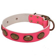 Collare in cuoio rosa "Eccentric Style" per cane