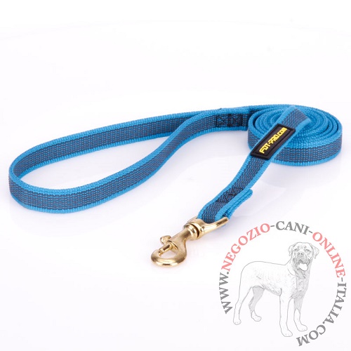 Guinzaglio di colore blu in nylon gommato per cani