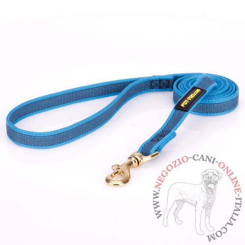 Guinzaglio di colore blu in nylon gommato per cani