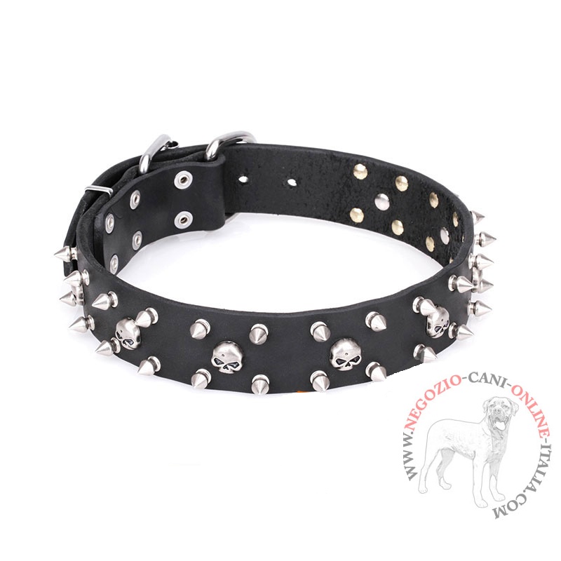 FDT Artisan - Collare in cuoio "Jolly Roger's Spikes" per cane - Clicca l'immagine per chiudere