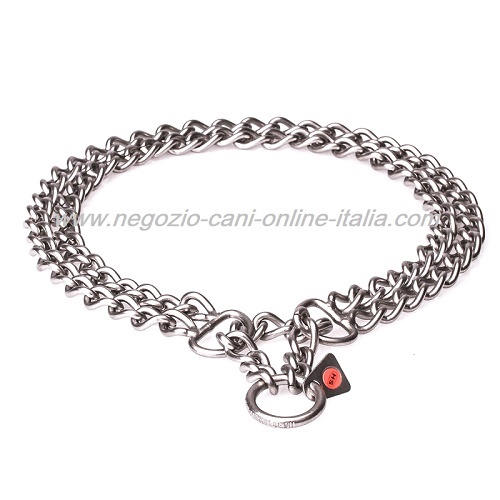 Collare in acciaio inox "Double Chain", Herm Sprenger, 3 mm - Clicca l'immagine per chiudere