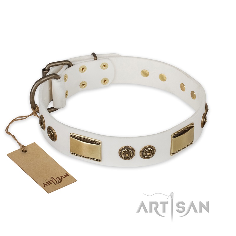 FDT Artisan - Collare bianco "Golden Avalanche" per cane - Clicca l'immagine per chiudere