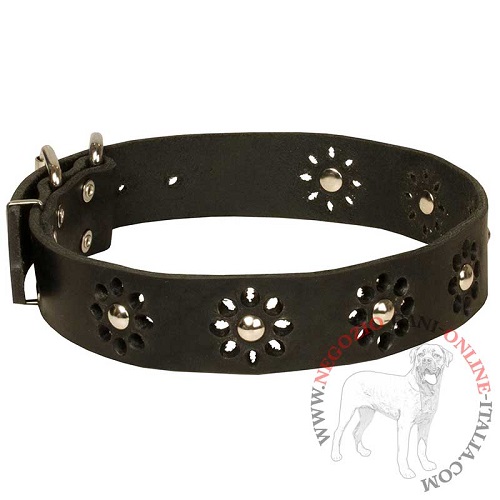 Splendido collare in pelle con decorazioni traforate - Clicca l'immagine per chiudere