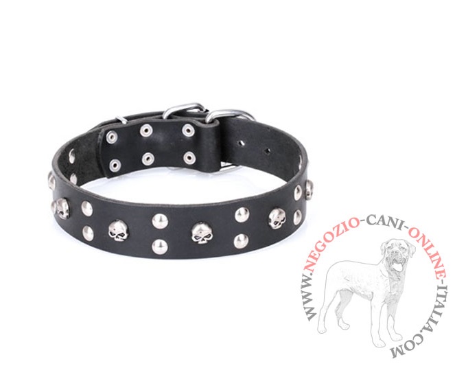 FDT Artisan - Collare in cuoio "Mystic Skullsr" per cane - Clicca l'immagine per chiudere