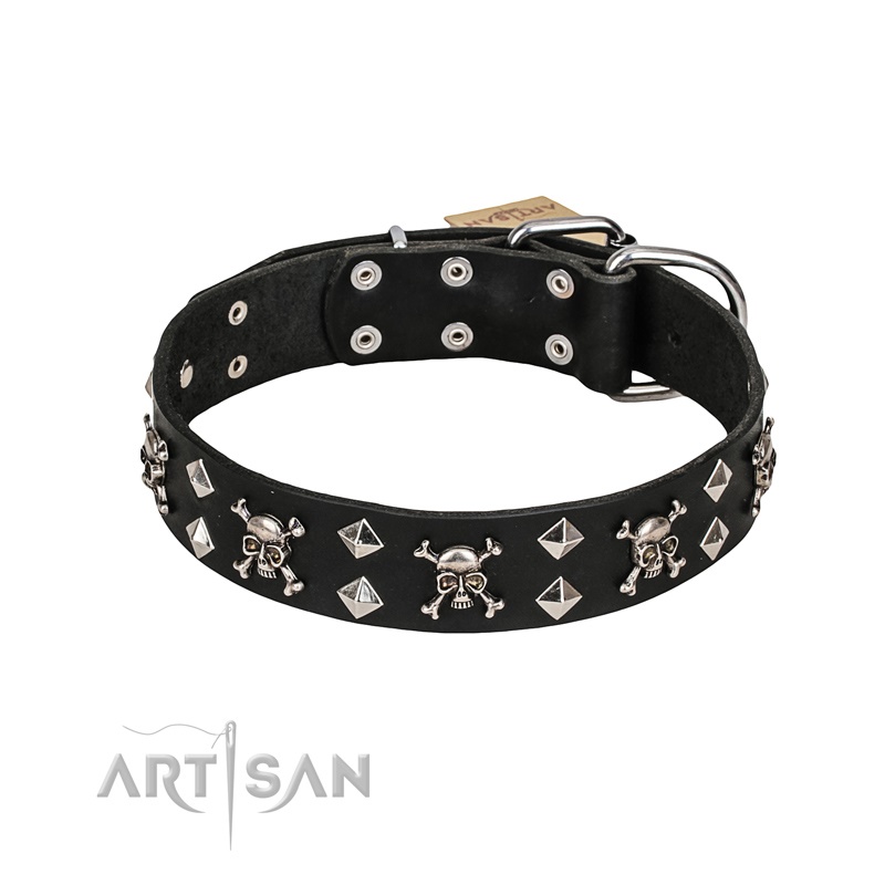 FDT Artisan - Collare in cuoio "Fancy Rock'n'Roll" per cane - Clicca l'immagine per chiudere