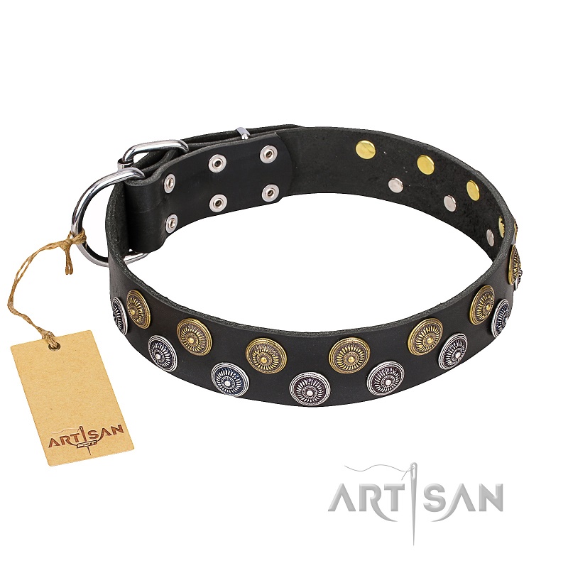 FDT Artisan - Collare in cuoio nero "Romantic Breeze" per cane - Clicca l'immagine per chiudere