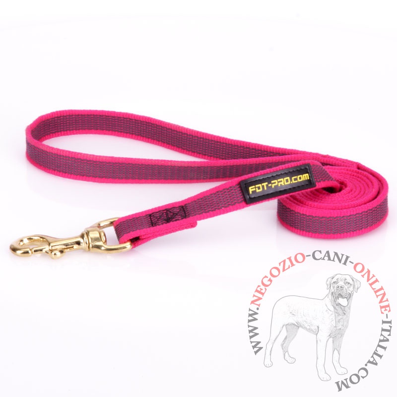 Guinzaglio di colore rosa in nylon gommato per cane - Clicca l'immagine per chiudere