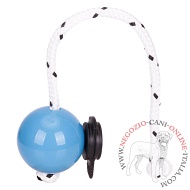 Palla "Fun-Ball" SOFT blu con corda e clip magnetica nera