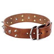 Collare in cuoio "Blackbeard" con decorazioni, largo 4 cm Collare in cuoio "Blackbeard" con decorazioni, largo 4 cm