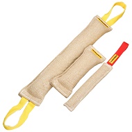 Kit di 3 riporti da mordere in juta per addestramento del cane Kit di 3 riporti da mordere in juta per addestramento del cane