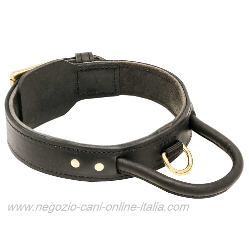 Collare in pelle con maniglia Easy control per Terrier Nero Russo