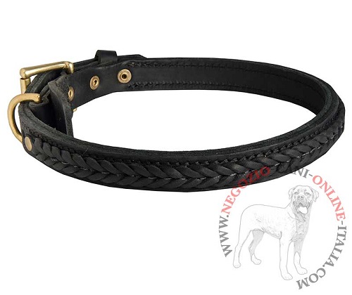 Collare in cuoio decorato VIP Class Doggy per Rottweiler