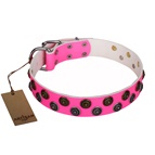 FDT Artisan - Collare in pelle rosa "Glamour Finery" per cane