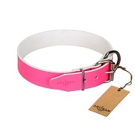 FDT Artisan - Collare in pelle rosa "Classic Look" per cane